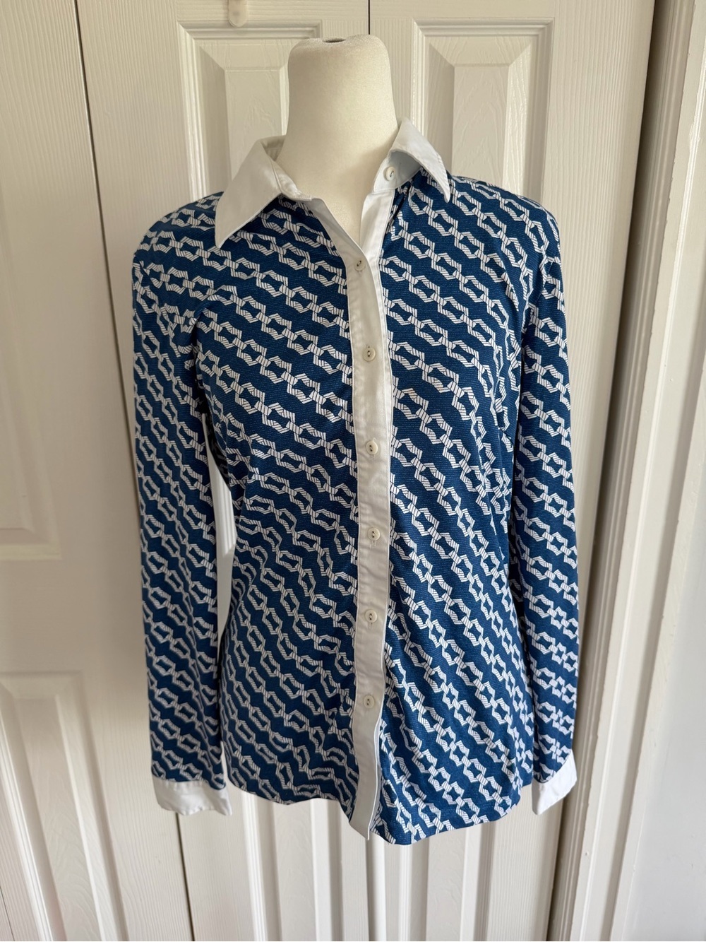 J.McLaughlin Stretch Dress Shirt Link Print Size Small